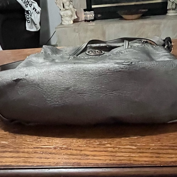 LJ Rose Bronze Colored Oversized Purse with Bronze Studding - Picture 3 of 9